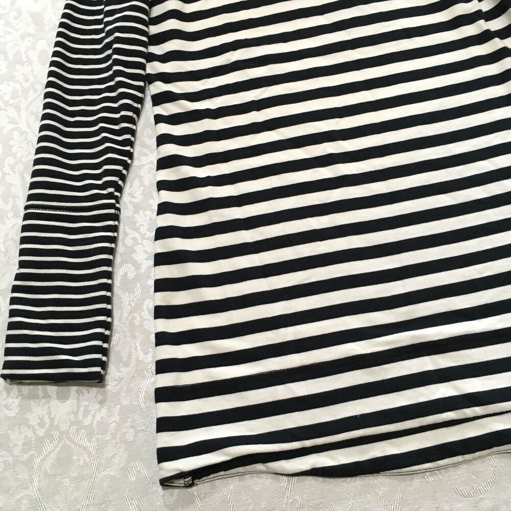 Merona Cowl Neck Striped Top Size S Tunic Black White Cotton Blend Stretch Knit - Picture 4 of 9
